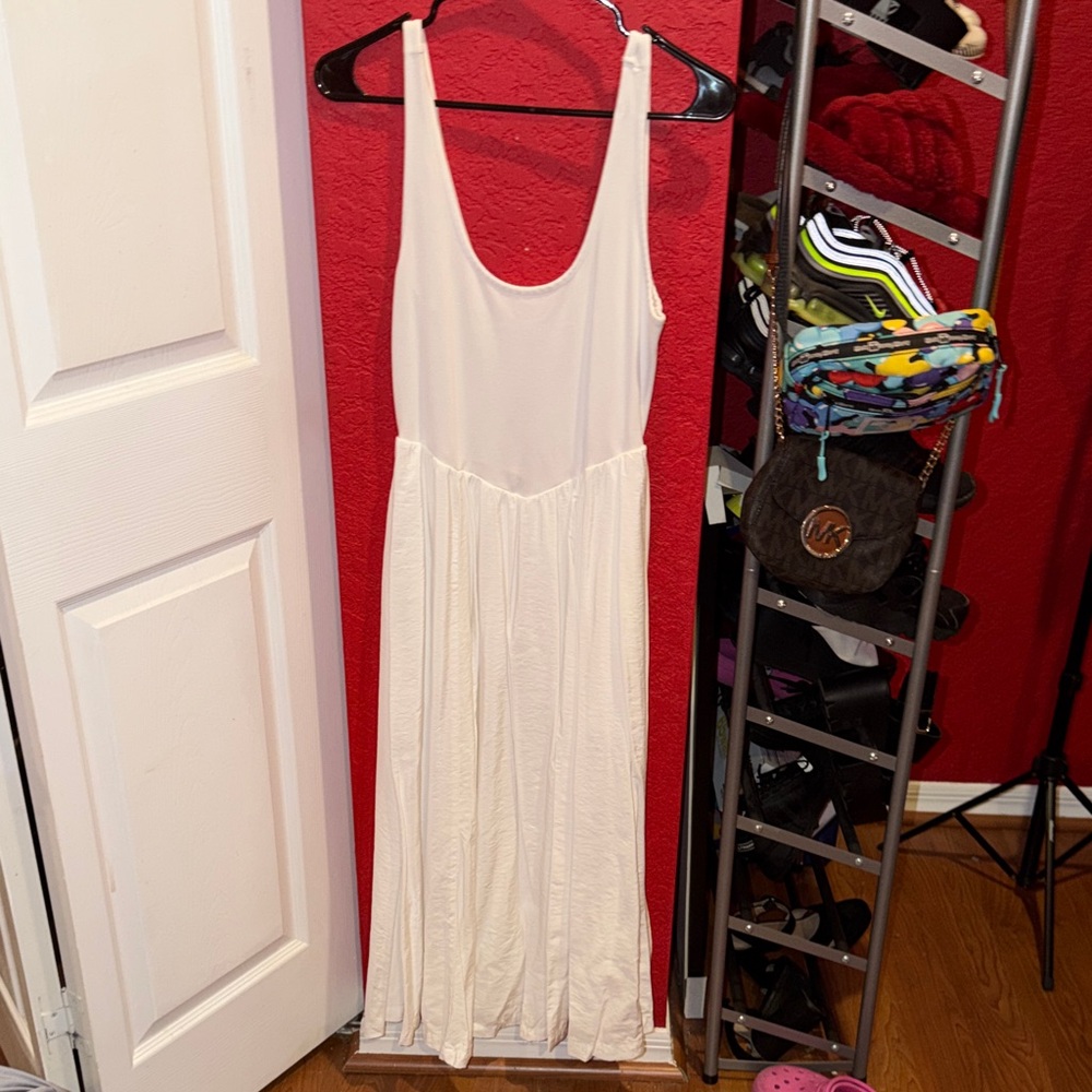 American Eagle Outfitters Cream Maxi Dress
